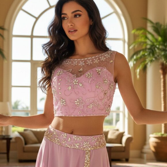 Embellished Lavender Crop Top Size Small/Medium - Picture 1 of 8